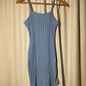 Elegant Blue Ribbed Dress